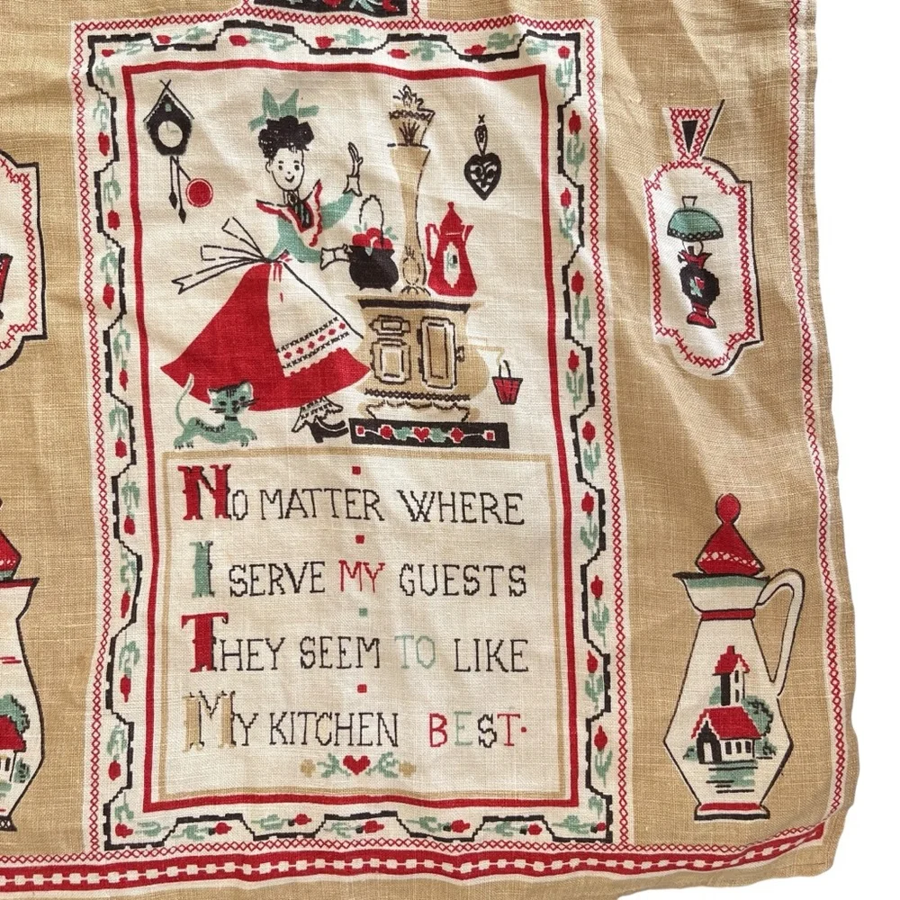 Vintage Fallani & Cohn Linen Tea Towel Grandma Kitchen Cottagecore